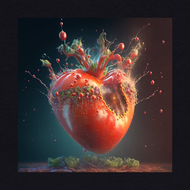 Tomato volcano erupting heart by AiArtPerceived